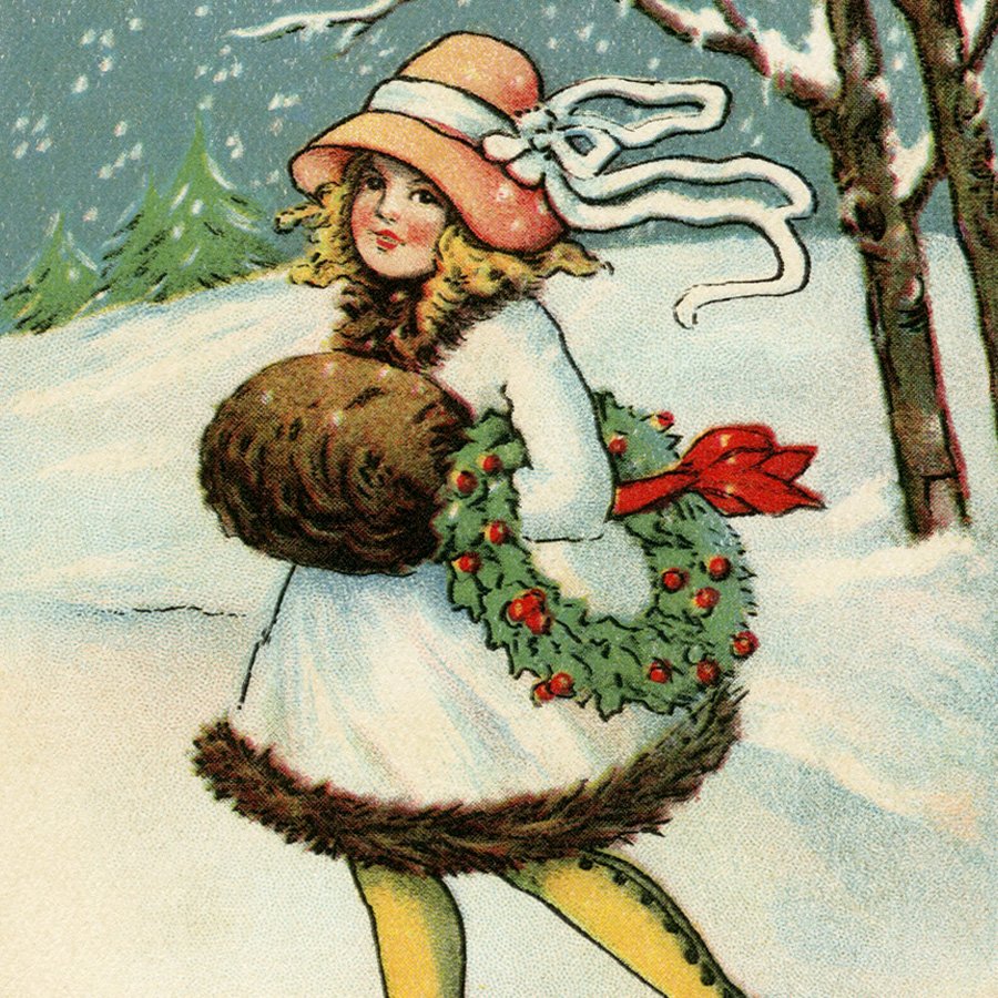 vintage new year printable postcard