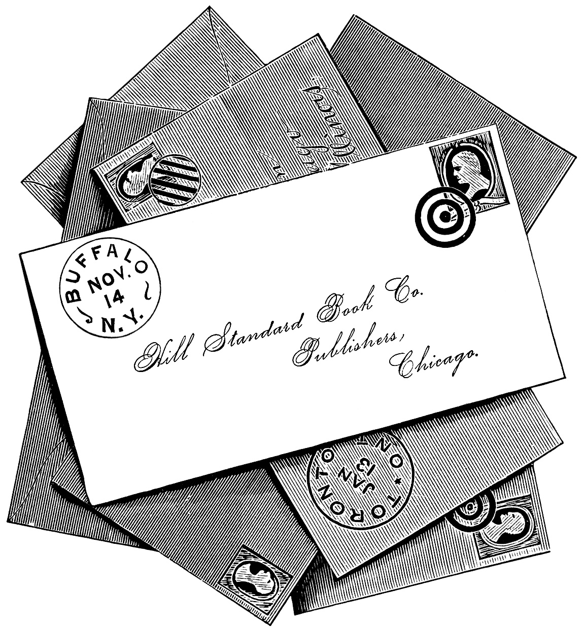 written letter clipart black and white