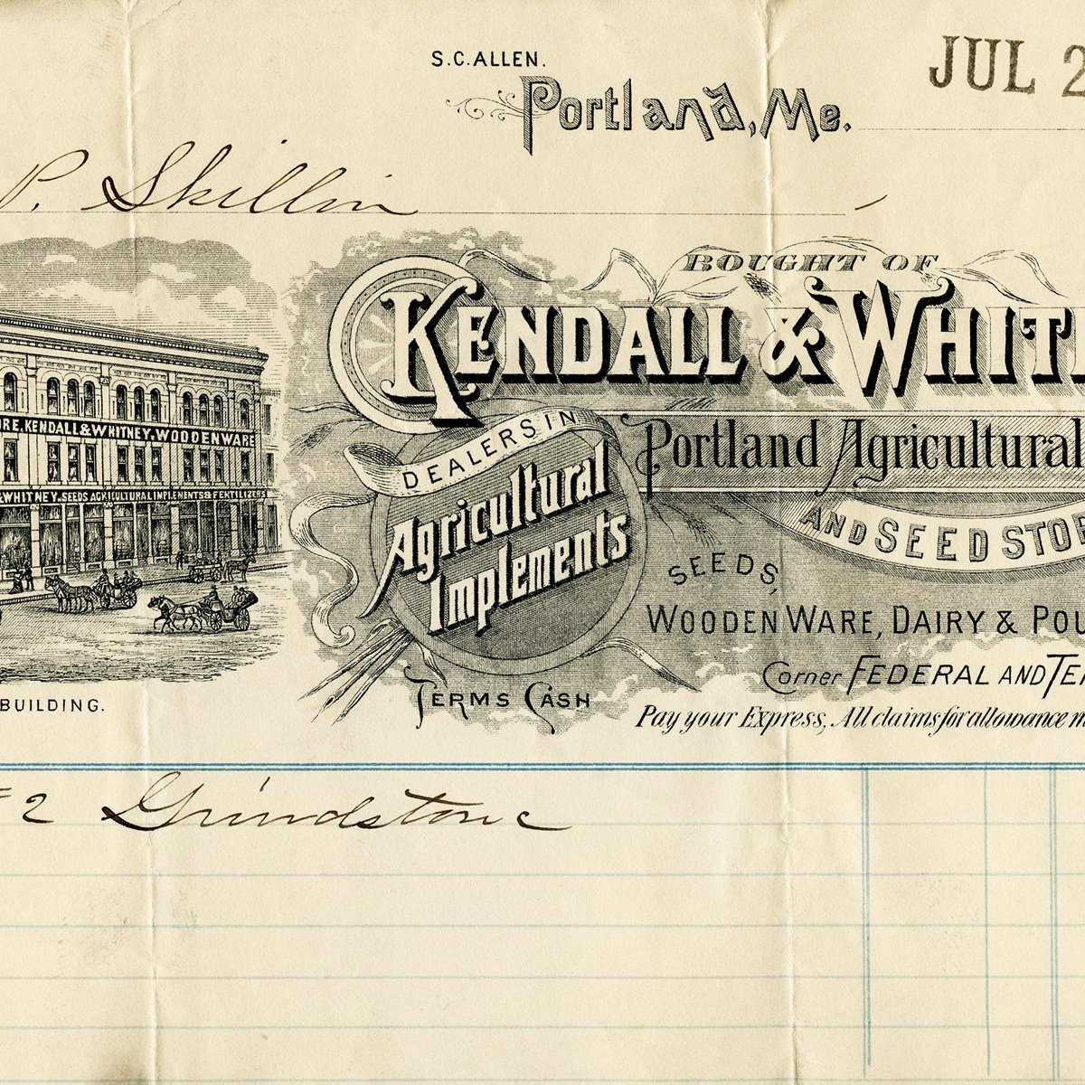 antique farm supply invoice