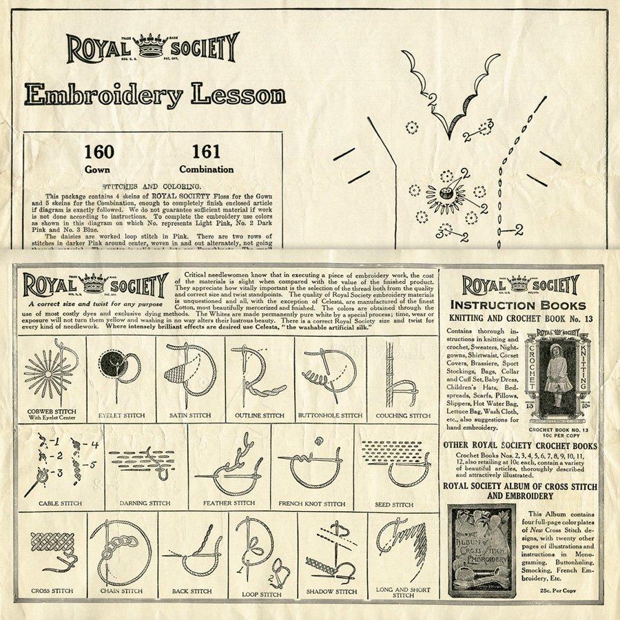 Royal Society embroidery printable pattern