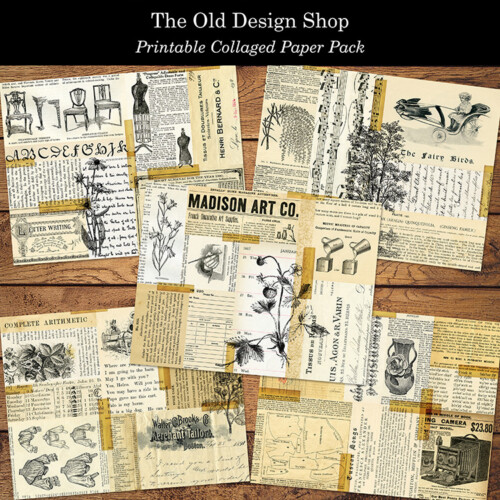 printable collage paper pack old design shop