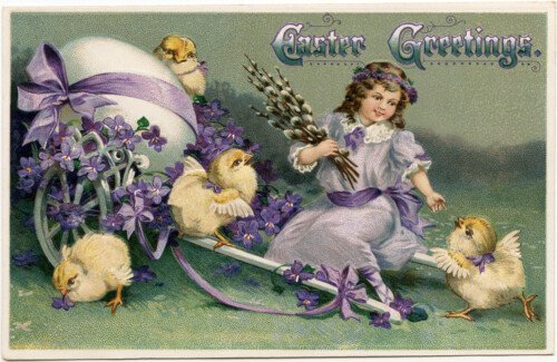 easter greetings printable postcard