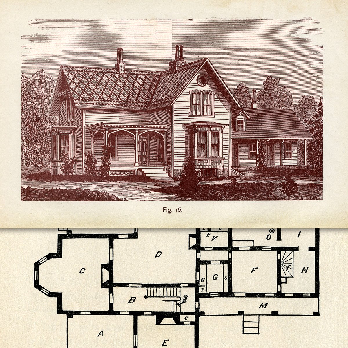 story-and-a-half vintage house clip art