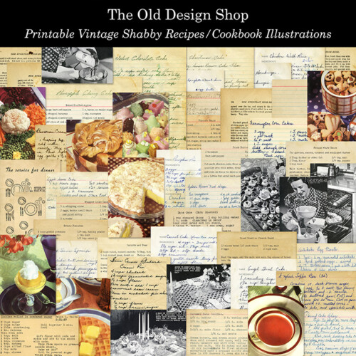 printable vintage recipes cookbook illustrations 