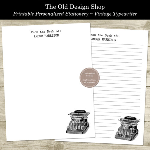 printable typewriter letter writing personalized stationery