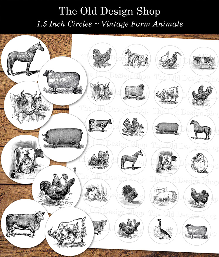 printable farm animals circles