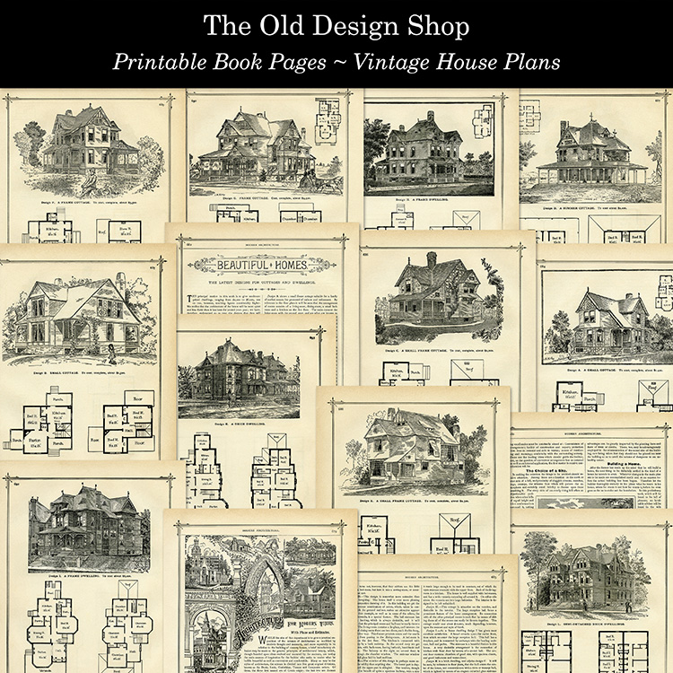 vintage house and floor plans printable book pages
