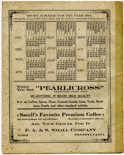 1918 printable almanac cover
