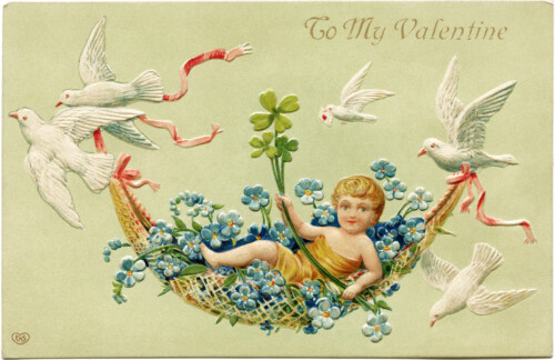 cherub valentine postcards