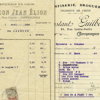 vintage French invoices