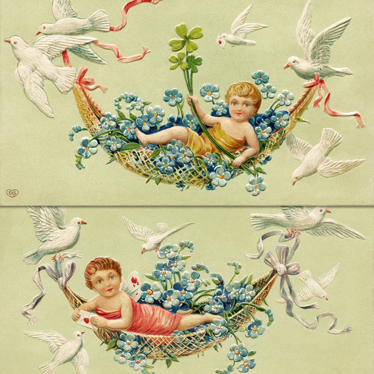 cherub valentine postcards