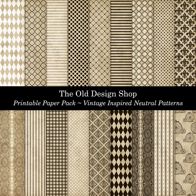 neutral patterned printable paper pack