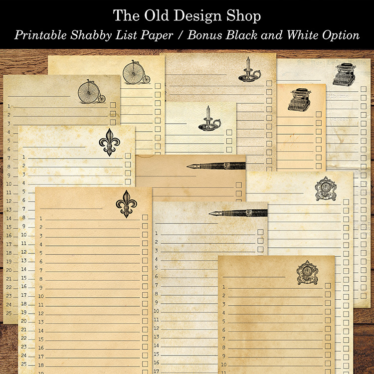 printable list paper