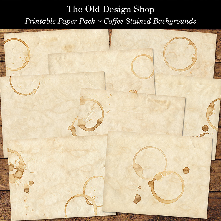 printable coffee stained paper