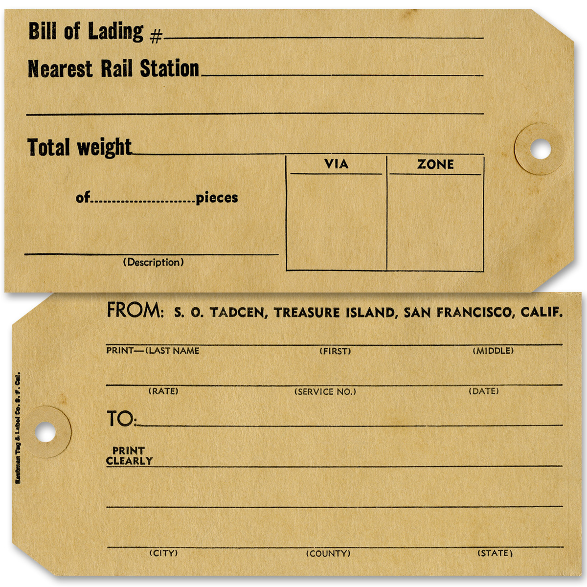 bill of lading tag