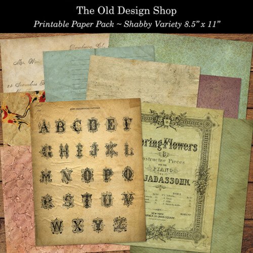 printable shabby grunge paper pack