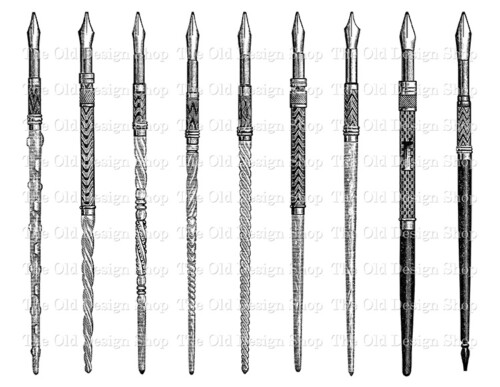 antique pens clip art illustration