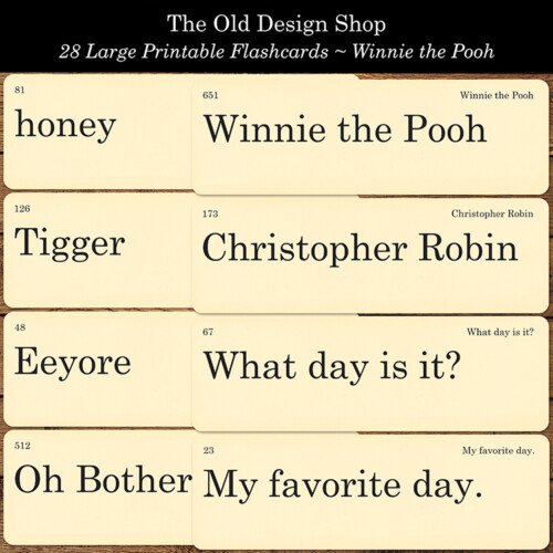 printable Winnie the Pooh flashcards
