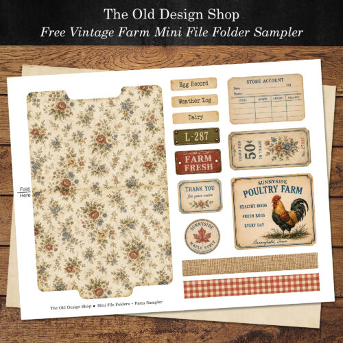 Free Vintage Farm Mini File Folder Sampler
