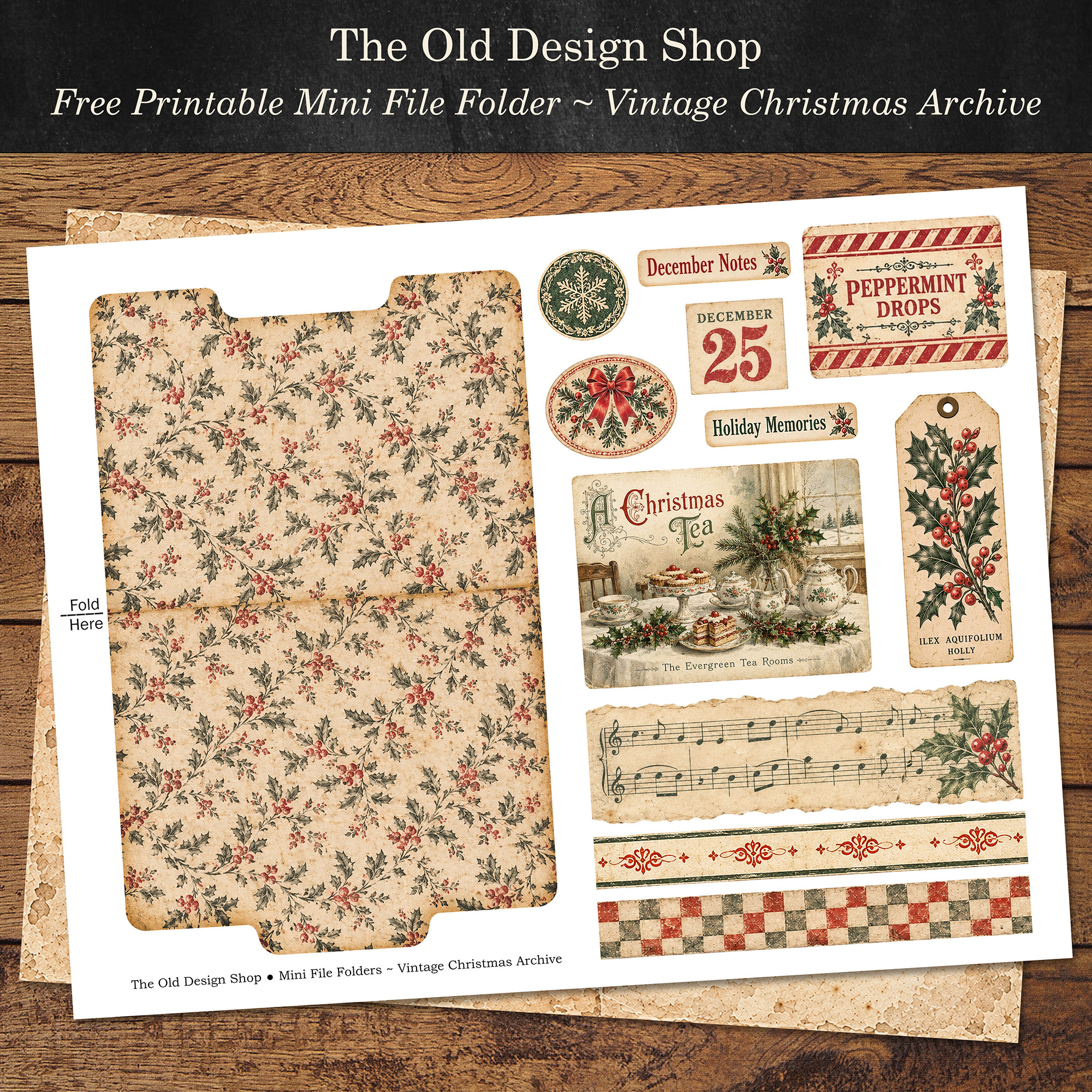 free printable Christmas mini file folder